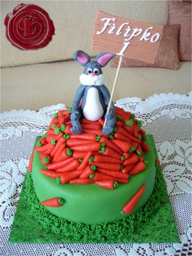 Zajačik na mrkvičkách, torta, Torty so zvieratkami Zajačik na mrkvičkách, torta, Torty so zvieratkami, lenkafab, 1