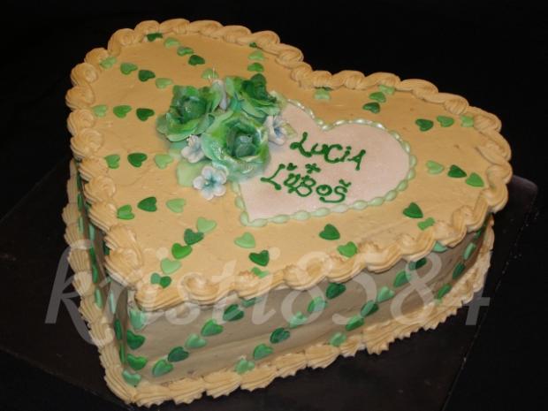 Srdiečko v zelenom, torta, Svadobné torty, kristi8584, 1