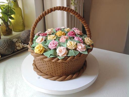 Koš plný ruží, pre mamu k 60-tke, torta, Narodeninové torty Koš plný ruží, pre mamu k 60-tke, torta, Narodeninové torty, Janette72, 1