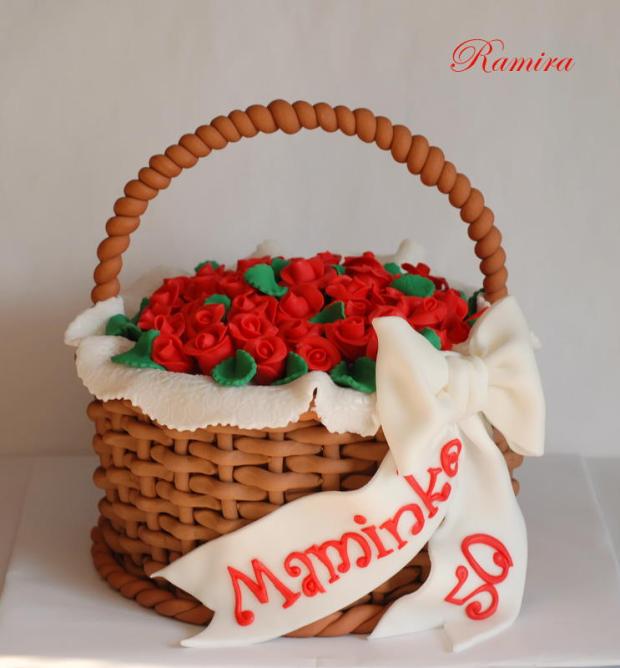 Košík s ružičkami, torta, Narodeninové torty Košík s ružičkami, torta, Narodeninové torty, ramira, 1