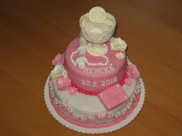 1. sv. prijímanie - ružová, torta, Torty na cirkevné sviatky 1. sv. prijímanie - ružová, torta, Torty na cirkevné sviatky, Lubka212, 1