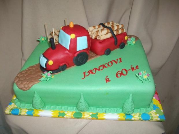 Traktor s vleckou, torta, Torty autíčka, vláčiky Traktor s vleckou, torta, Torty autíčka, vláčiky, Alenik, 1