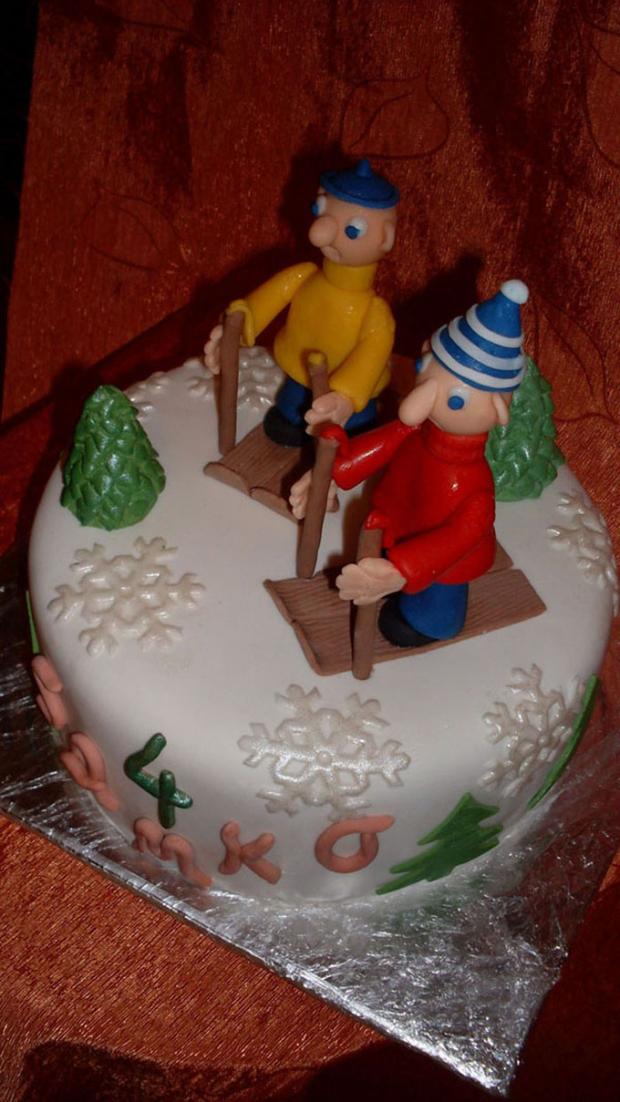 Pat a Mat  lyžiari , torta, Ostané torty pre deti, mavera, 1