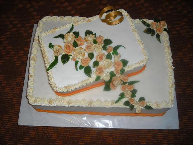 bielo-oranžová svadobná, torta, Svadobné torty, paulina2110, 1