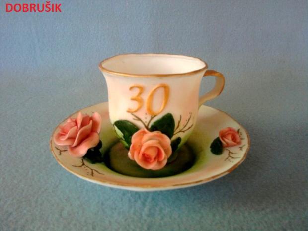 Šálka k 30-tke, torta, Ozdoby na torty Šálka k 30-tke, torta, Ozdoby na torty, Dobrusik, 1