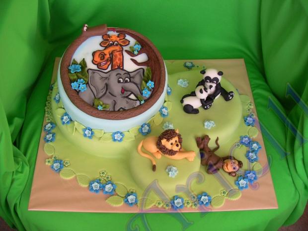 Zvířata - lev, opice, pandy a 2D slon a žirafa, torta, Torty so zvieratkami Zvířata - lev, opice, pandy a 2D slon a žirafa, torta, Torty so zvieratkami, Arielll, 1