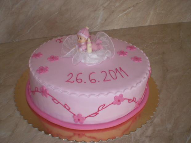 rúžová na krst, torta, Torty na krstiny, borca, 1