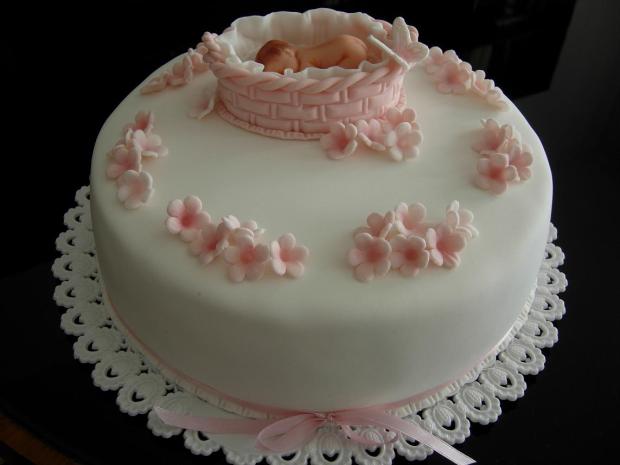Krstinová v ružovom, torta, Torty na krstiny, Klaubok, 1