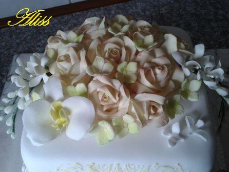 Smotanové ruže a frézie, torta, Ozdoby na torty Smotanové ruže a frézie, torta, Ozdoby na torty, Aliss, 1