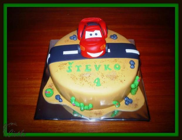 Auticko Mcqueen v krajinke, torta, Rozprávkové torty, cistko, 1