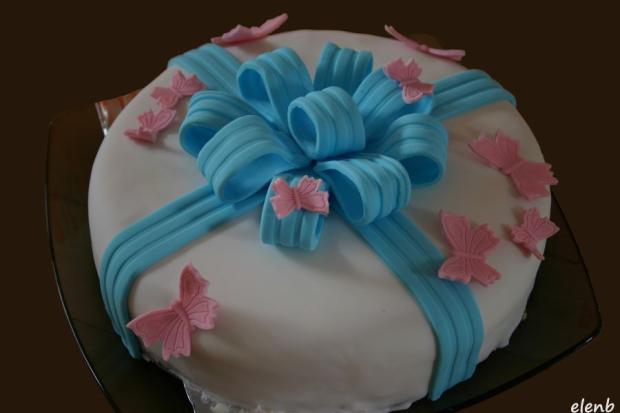 Okrúhla s mašľou a motýlikmi, torta, Narodeninové torty, Elen Bielikova, 1