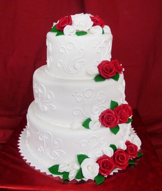 Svadobná červeno-biela, torta, Svadobné torty, Anca.B, 1