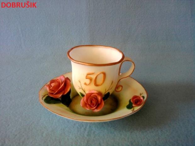 Šálka k 50-tke, torta, Ozdoby na torty Šálka k 50-tke, torta, Ozdoby na torty, Dobrusik, 1