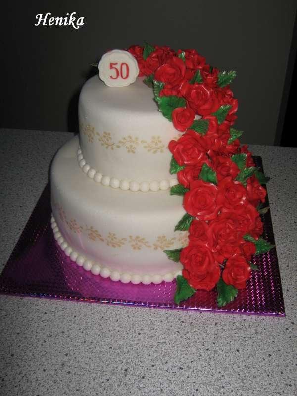 50tka s červenými ružami, torta, Narodeninové torty 50tka s červenými ružami, torta, Narodeninové torty, Henrieta24, 1