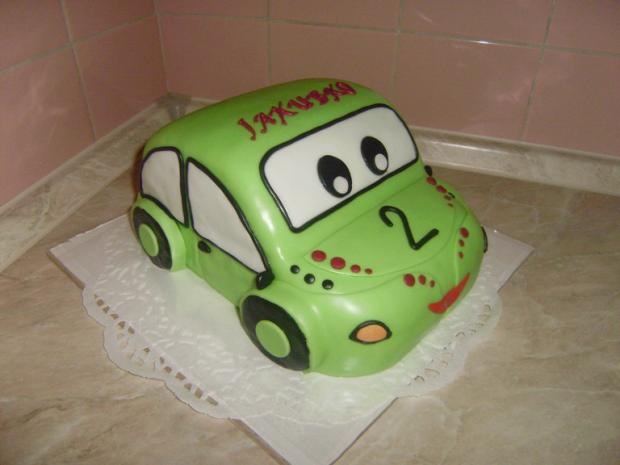 zelené autíčko, torta, Torty autíčka, vláčiky, evicka.h, 1
