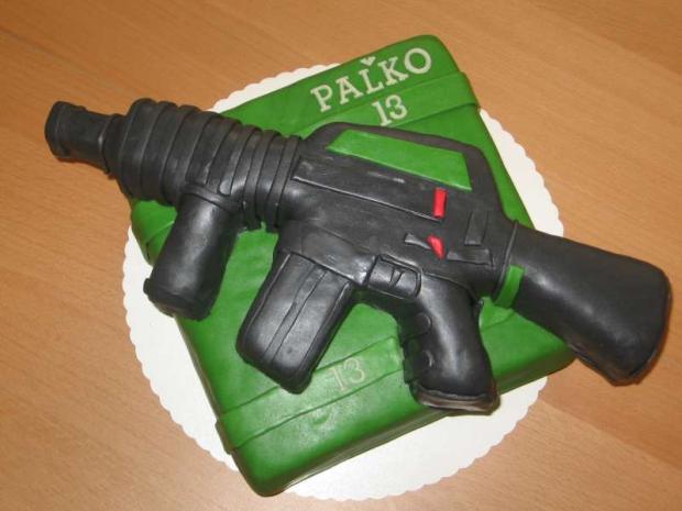 Torta útočná puška M16, torta, Ostané torty pre deti, Lubka212, 1