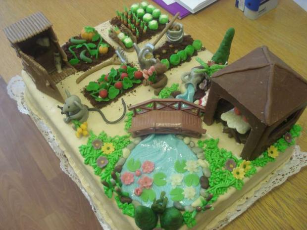Zeleninová a okrasná záhradka, torta, Narodeninové torty, konopka, 1