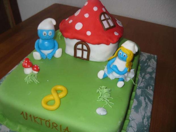 šmolkovia s domčekom, torta, Rozprávkové torty, evinaf, 1
