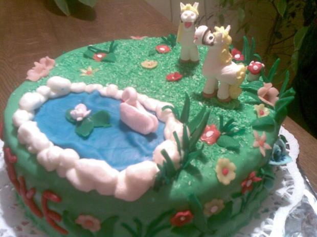 Koniky pri jazierku, torta, Torty so zvieratkami, milena74, 1