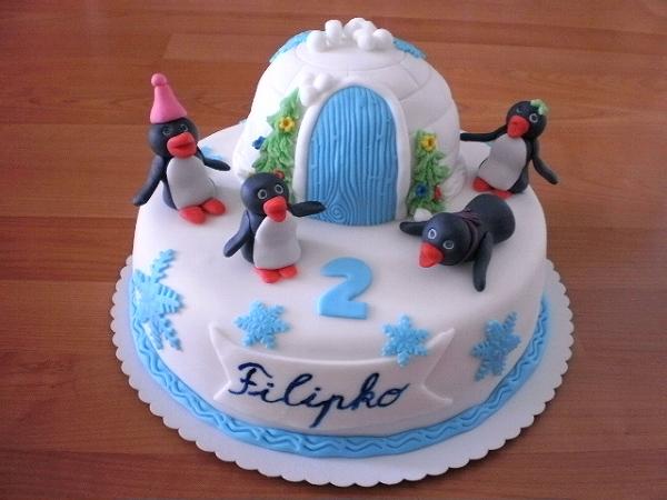 Zimná s tučniačikmi, torta, Torty so zvieratkami Zimná s tučniačikmi, torta, Torty so zvieratkami, Ildi B., 1