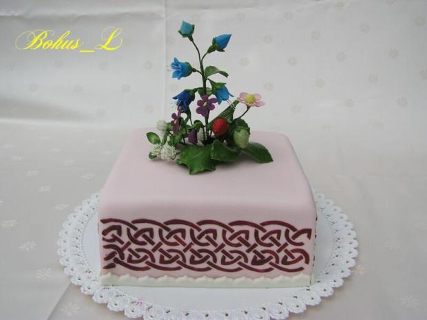 štvorec s kytičkou, torta, Narodeninové torty štvorec s kytičkou, torta, Narodeninové torty, Bohus_L, 1