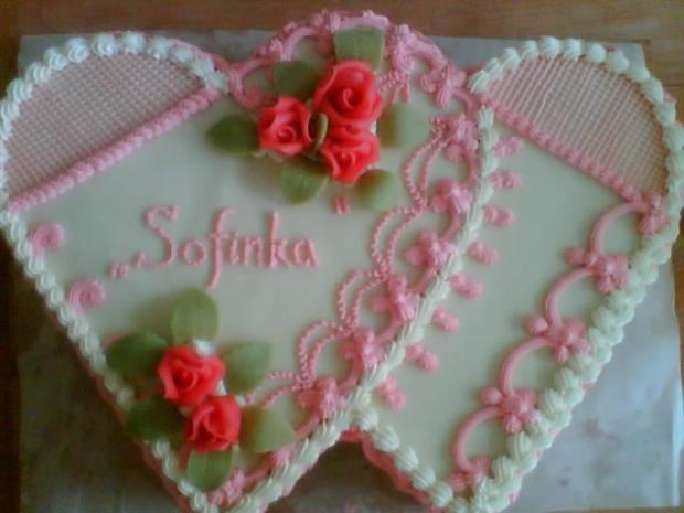 dvojsrdce pre Sofinku, torta, Torty na krstiny dvojsrdce pre Sofinku, torta, Torty na krstiny, veo, 1