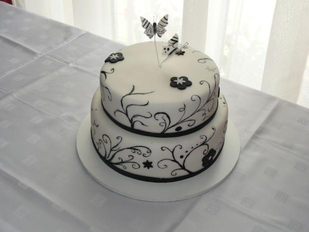 bielo-čierna maľovaná, torta, Svadobné torty bielo-čierna maľovaná, torta, Svadobné torty, zdenka2007, 1