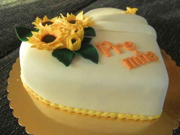 Srdiečko so slnečnicami, torta, Narodeninové torty, Zdenda30, 2