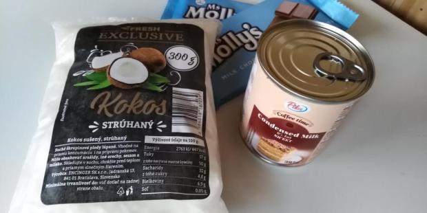 Bounty guľky, recept, 1 Bounty guľky, Recepty na nepečené zákusky, Oľga Birošová, 1