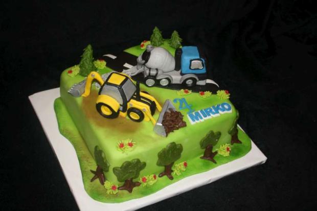 Bager a domiešavač, torta, Torty autíčka, vláčiky, stanula, 1