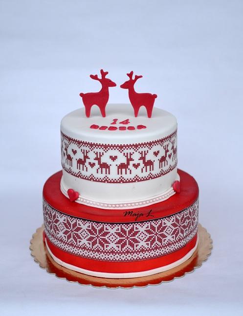 narodeninová s nórskym vzorom, torta, Narodeninové torty narodeninová s nórskym vzorom, torta, Narodeninové torty, mayaL30, 1