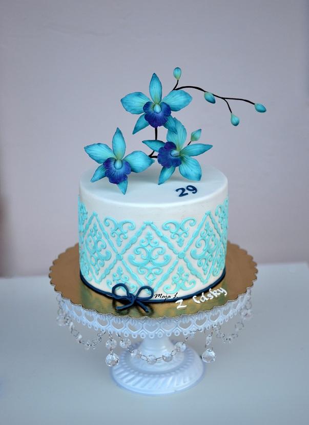 tyrkysová orchidea , torta, Narodeninové torty tyrkysová orchidea , torta, Narodeninové torty, mayaL30, 1