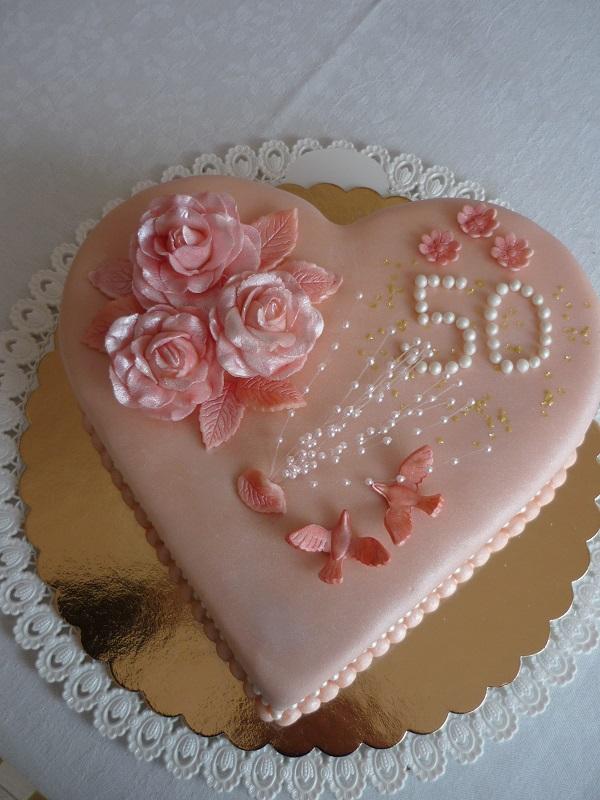 zlatá svadba v ružovom... , torta, Svadobné torty, dada, 1