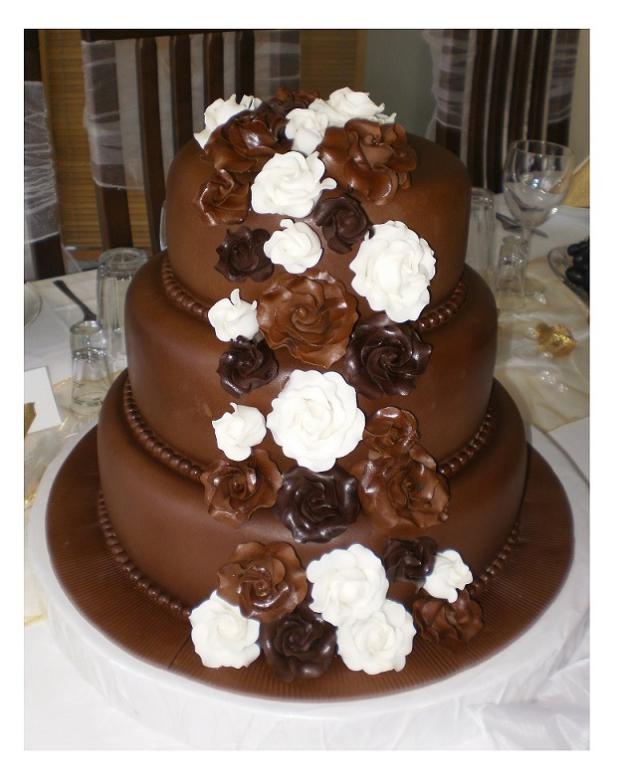 Svadobná s čoko hmoty, torta, Svadobné torty Svadobná s čoko hmoty, torta, Svadobné torty, Stanka168, 1