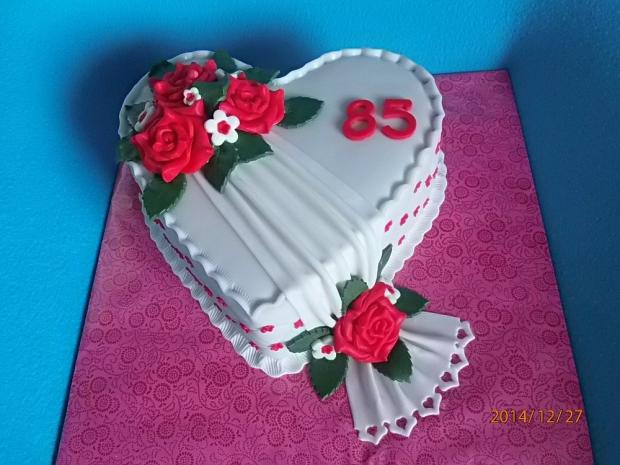 srdiečko na 85, torta, Narodeninové torty srdiečko na 85, torta, Narodeninové torty, , 1