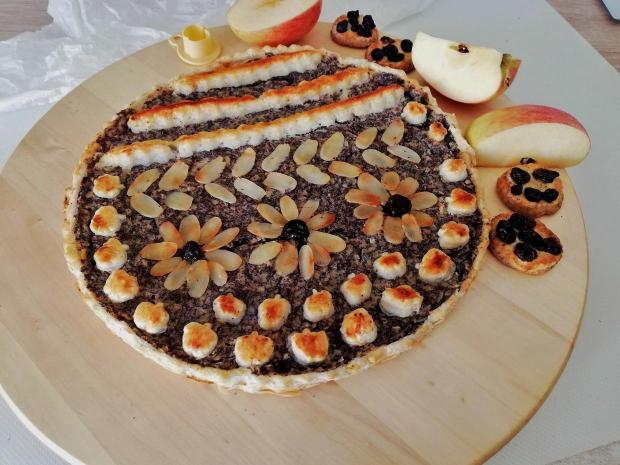 Jablkovo-makový koláč z lístkového cesta, recept Jablkovo-makový koláč z lístkového cesta, Recepty na koláče, sedita321321
