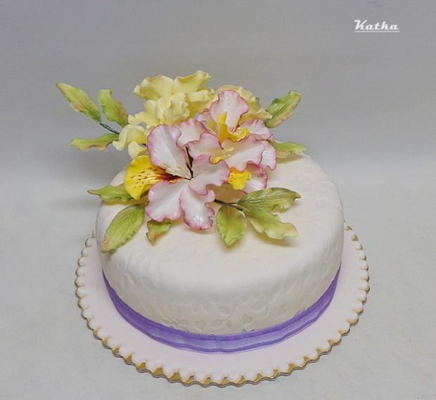 s fialovou stuhou, torta, Narodeninové torty s fialovou stuhou, torta, Narodeninové torty, Katka Ozsvaldova, 1