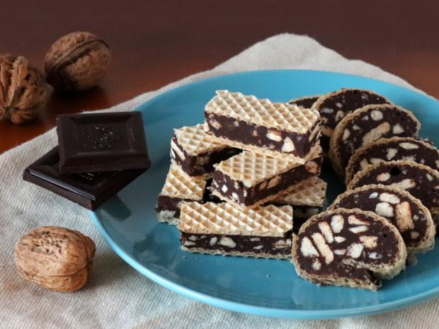 Nepečená čokoládovo-orechová roláda v oplátke, Recepty na nepečené zákusky, Kamila