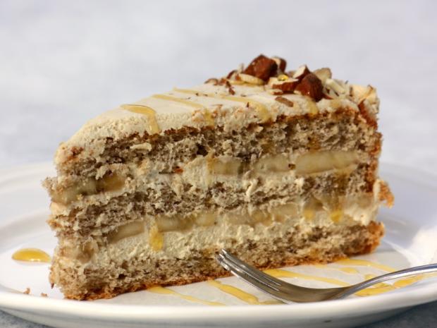 Mandľovo-karamelová torta s banánmi, Recepty na torty, Kamila