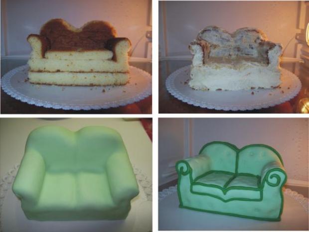 Fotopostup na výrobu pohovky, návod, Postup na 3D torty, Arielll