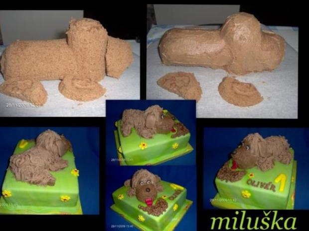 Postup  na  psíčka, návod, Postup na 3D torty, miluška