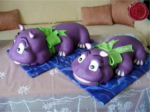 Veselý hrošík, návod, Postup na 3D torty, lenkafab