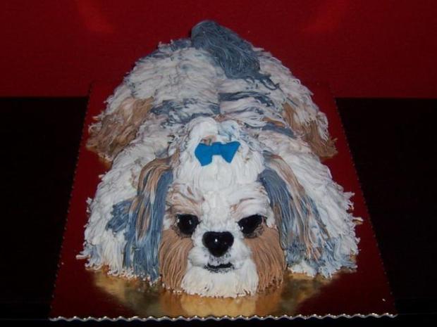 3d pes SHIHTZU, návod, Postup na 3D torty, jazvinka