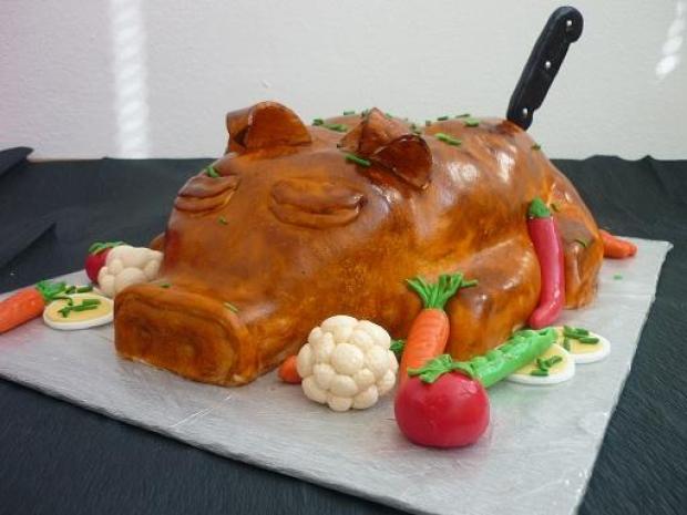 Prasiatko+zeleninka 3D torta (fotorecept), návod, Postup na 3D torty, Jane1