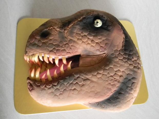 T-rex hlava, návod, Postup na 3D torty, zabinka