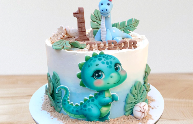Dino tortička na prvé narodeniny 🦕🎂🎈, torta, Julie's Cakes